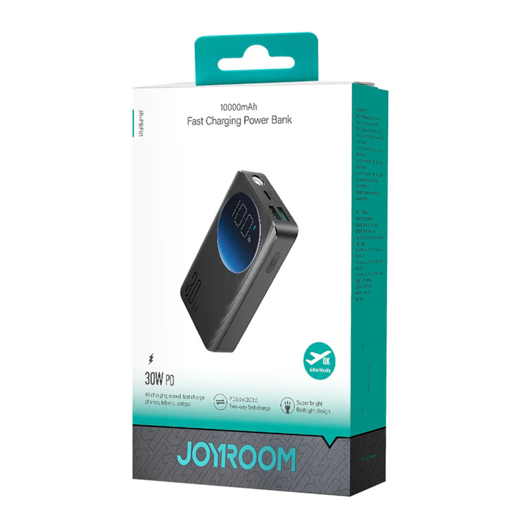 JOYROOM - JR-PBF01 30W Power Bank 10000mAh-Black （With USB to Type-C Cable 0.25m-Black）