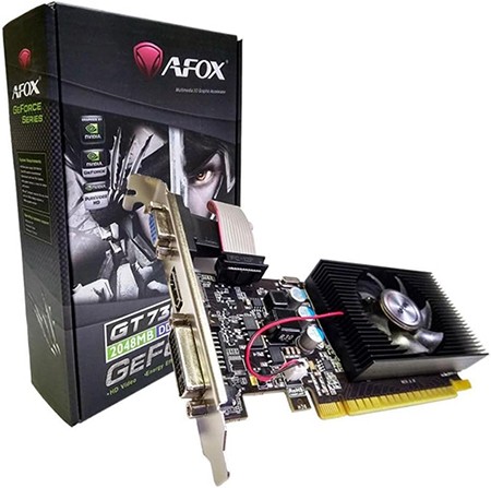 AFOX GeForce Video Card, GT 730, 2GB, DDR3, 128 Bits, Low Profile, HDMI/DVI/VGA, AF730-2048D3L6