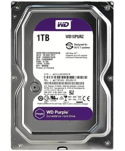 WD Purple 1TB Surveillance Hard Disk Drive - 5400 RPM Class SATA 6Gb/s 64MB Cache 3.5 Inch