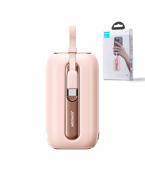 JOYROOM - JR-L012 Colorful Series 22.5W mini Power Bank with Dual Cables 10000mAh-Pink