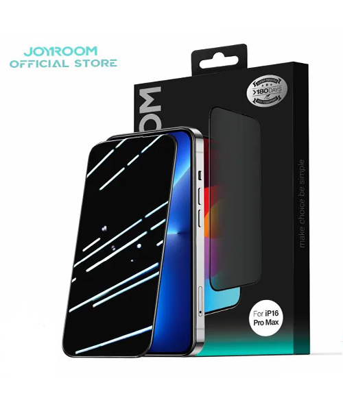 JOYROOM - JR-MLG0280 Tempered Glass Screen Protector (2.5D Full Screen with Black Edge) for iP 15/iP 16 (Privacy+Dustproof)