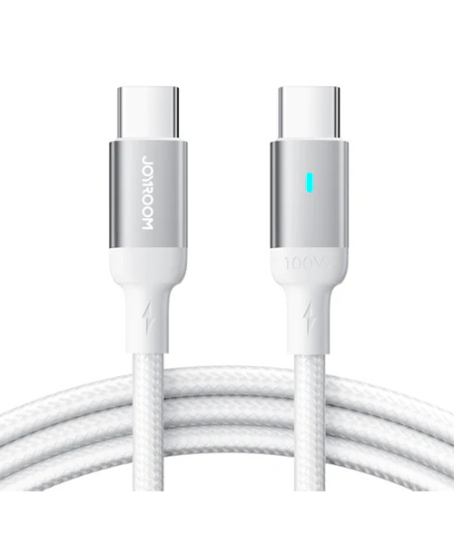 كابل JOYROOM S-A10 من سلسلة Extraordinary بقدرة 100 واط (Type-C إلى Type-C) بطول 1.2 متر – أبيض