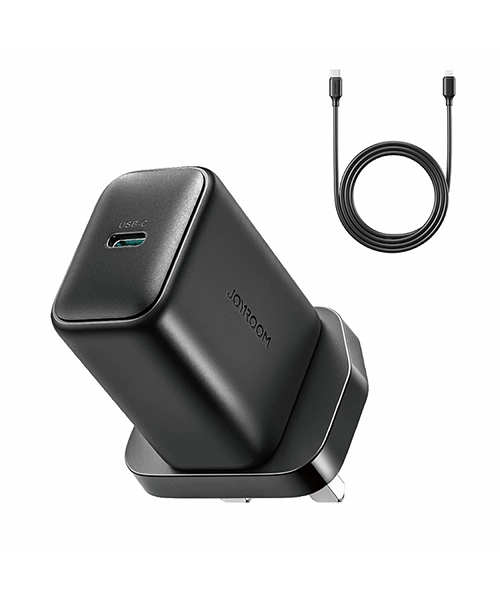 شاحن JOYROOM JR-TCF23 بقوة 25W - أسود مع كابل C إلى C بطول 1 متر - أسود