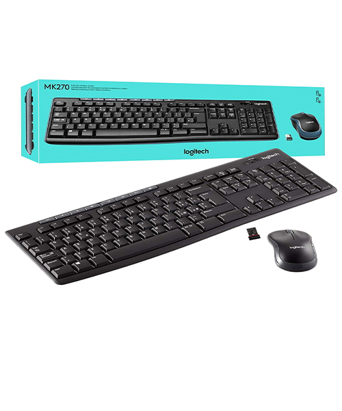 مجموعة لوحة مفاتيح وفأرة لاسلكية Logitech MK270 – واي فاي