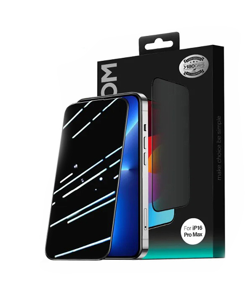 واقي شاشة زجاجي JOYROOM JR-MLG0281 (بتقنية 2.5D بواجهة كاملة وحواف سوداء) لهاتف iPhone 16 Pro – خصوصية ومضاد للغبار