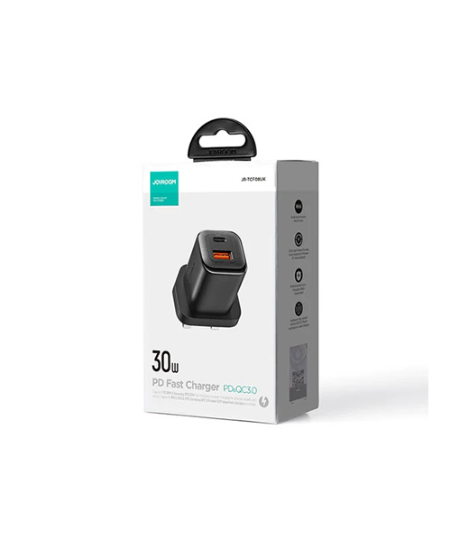 شاحن جداري جوي رووم  JR-TCF08 Speed Series بقوة 30 واط بمنفذين (A+C) – أسود