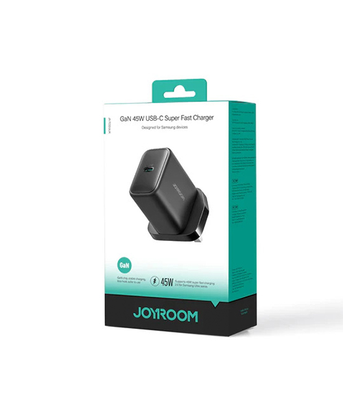 شاحن JOYROOM JR-TCG13 GaN بمنفذ USB-C بقدرة 45 واط – أسود