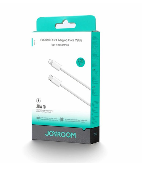 كابل JOYROOM S-A45 المضفر من سلسلة Ben بقدرة 30 واط (Type-C إلى Lightning) بطول 1 متر – أبيض