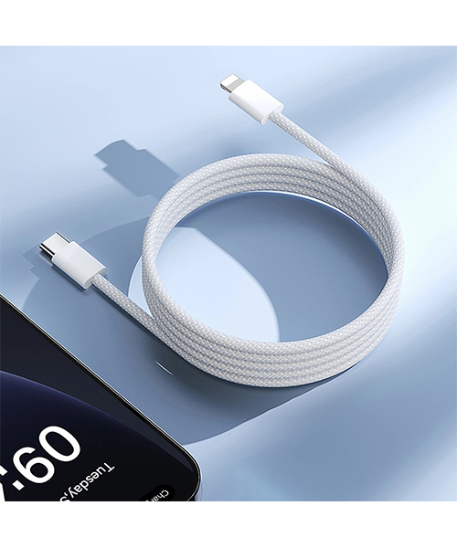 كابل JOYROOM S-A45 المضفر من سلسلة Ben بقدرة 30 واط (Type-C إلى Lightning) بطول 1 متر – أبيض