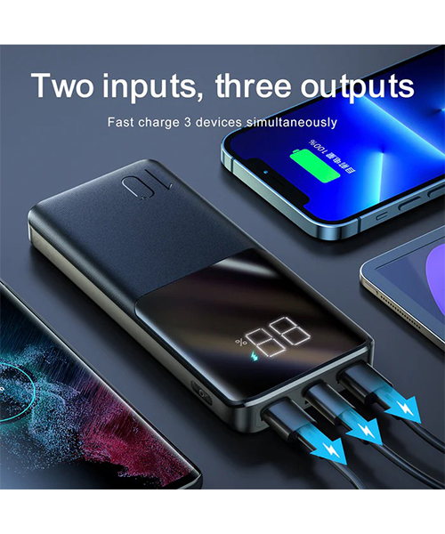 جوي روم - باور بانك JR-QP191 سريع الشحن بقوة 22.5 واط وسعة 10000mAh - أسود (مع كابل USB إلى Type-C بطول 0.25 متر - أسود)