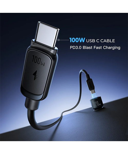شاحن سيارة JOYROOM JR-CCN07 120W 3 منافذ (2PD+1QC3.0) - رمادي داكن (مع كابل C إلى C 100W)