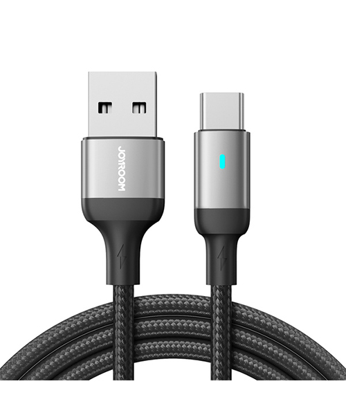 كابل جوي روم S-A10 من سلسلة Extraordinary للشحن السريع 3A (USB-A إلى Type-C) بطول 1.2 متر – اللون الأسود