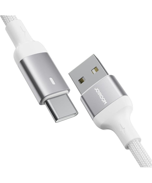 كابل جوي روم S-A10 من سلسلة Extraordinary للشحن السريع 3A (USB-A إلى Type-C) بطول 1.2 متر – اللون الأبيض