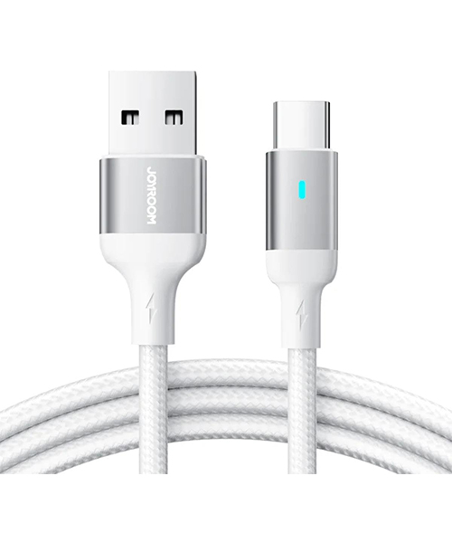 كابل جوي روم S-A10 من سلسلة Extraordinary للشحن السريع 3A (USB-A إلى Type-C) بطول 1.2 متر – اللون الأبيض