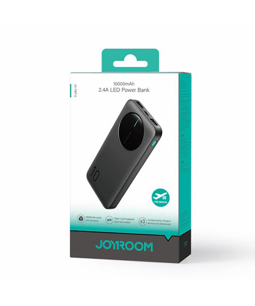 باور بنك LED 10000mAh من JOYROOM - موديل JR-PBF12 - 2.4A، 22.5W - أسود