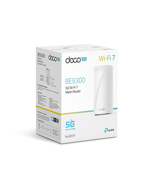 جهاز TP-Link Deco BE65-5G (قطعة واحدة) بوابة شبكية BE9300 بتقنية Wi-Fi 7 و5G لتغطية المنزل بالكامل