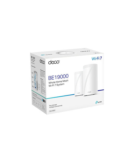 نظام TP-Link Deco BE85 (عبوة من قطعتين) BE19000 لتغطية Wi-Fi 7 كاملة في جميع أنحاء المنزل