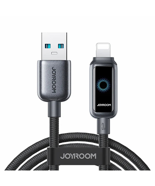 كابل شحن ونقل بيانات S-A55 StarFlight Series بخاصية الإيقاف التلقائي بقدرة 3A (USB-A إلى Lightning) بطول 1.2 متر – أسود