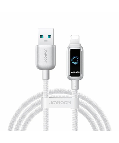 كابل شحن ونقل بيانات S-A55 StarFlight Series بخاصية الإيقاف التلقائي بقدرة 3A (USB-A إلى Lightning) بطول 1.2 متر – أبيض