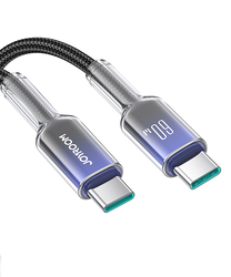 كابل بيانات شحن سريع S-A42 Crystal-Clear Series 60 واط (من النوع C إلى النوع C) بطول 1.2 متر - أسود