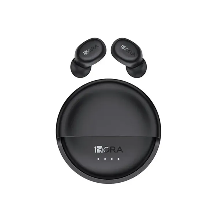 سماعات أذن Bluetooth لاسلكية داخل الأذن 1HORA AUT216 مع علبة شحن دوارة – أسود
